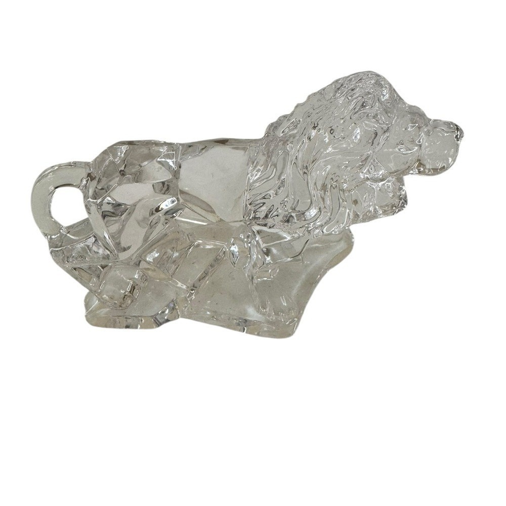 Lead Clear Crystal Lion Figurine Made in Italy Roaring Paper Weight Art Deco NWB - Picture 1 of 3